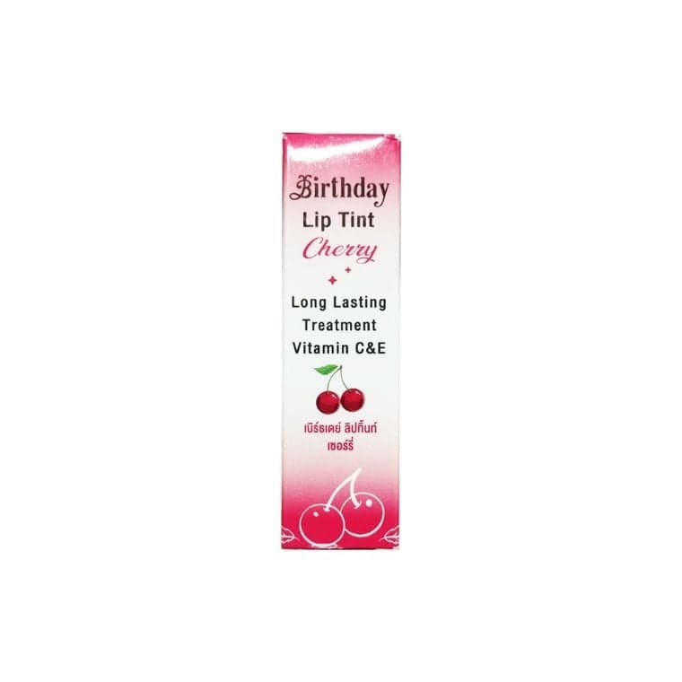Birthday Lip Tint Long Lasting Treatment Vitamin C & E Shade- Cherry
