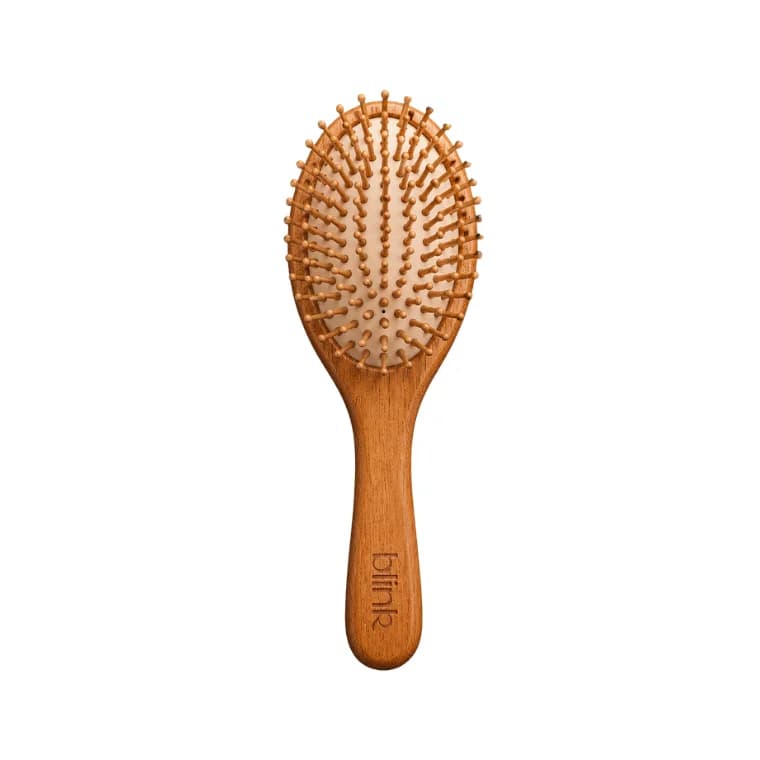 Blink Bamboo Wooden Round Plate Hair Brush