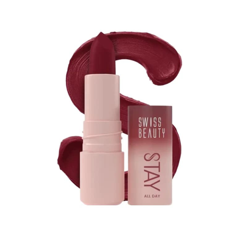 Swiss Beauty All Day Lipstick Transfer Proof High Pigment Matte #12 Juicy (4gm)