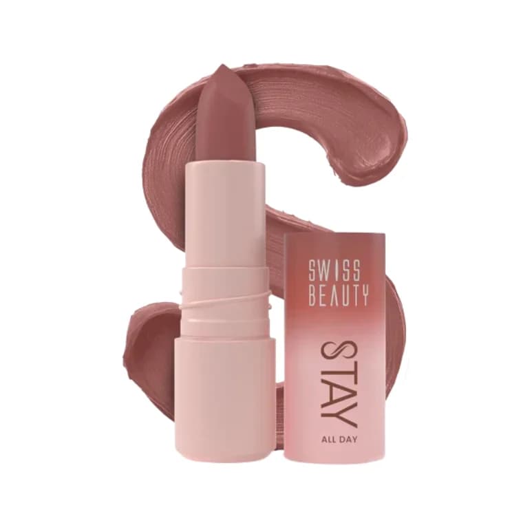 Swiss Beauty All Day Lipstick Transfer Proof High Pigment Matte #01 Pouty (4gm)