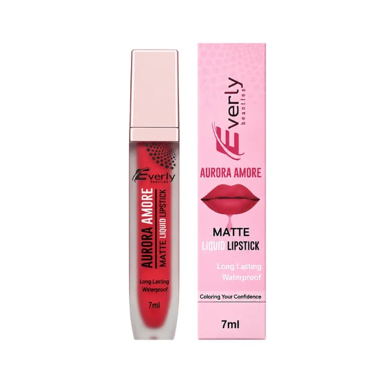 Everly Beauties Aurora Matte Liquid Lipstick #Passion Red (7ml)