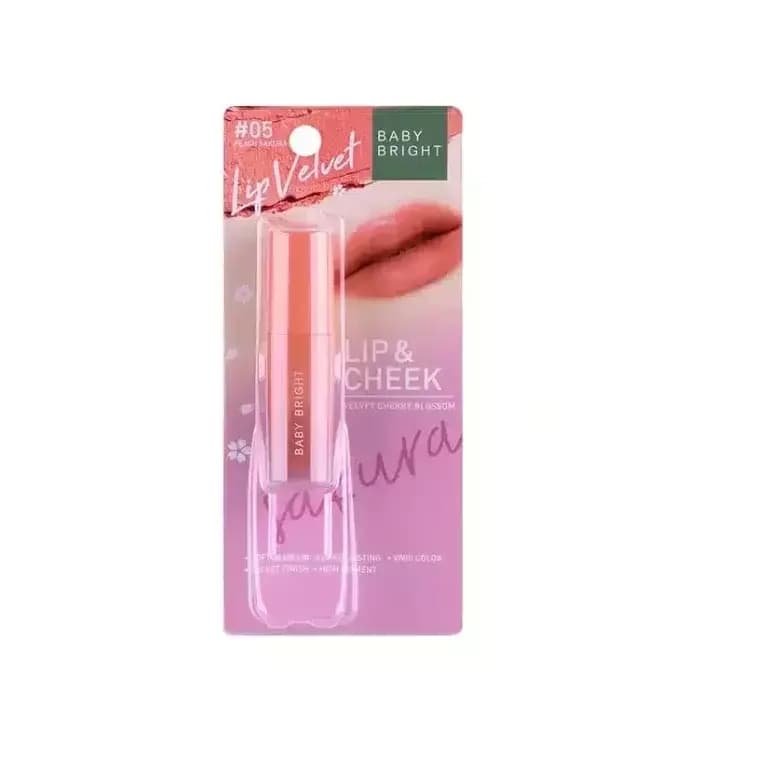 Baby Bright Lip & Cheek Velvet Cherry Blossom #05 Peach Sakura (2.4gm)