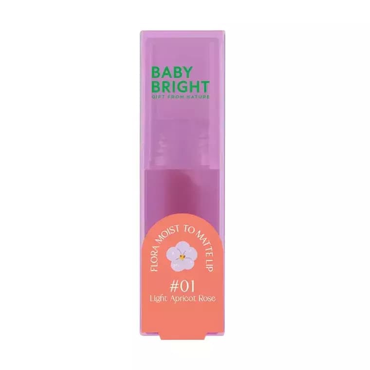 Baby Bright Flora Moist To Matte Lip #01 Light Apricot Rose (3gm)