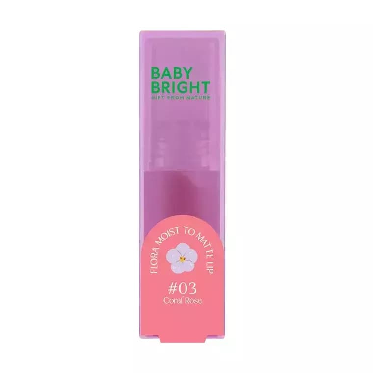 Baby Bright Flora Moist To Matte Lip #03 Coral Rose (3gm)