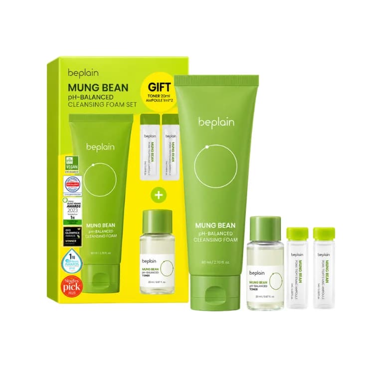 Beplain Mung Bean pH-Balanced Cleansing Foam Set (80ml + 10ml)