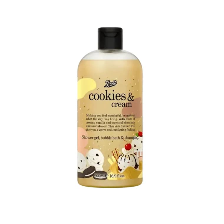 Boots Cookies & Cream 3-in-1 Shower Gel, Bubble Bath & Shampoo (500ml)