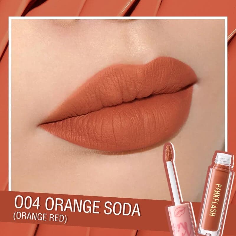 Pink Flash L01 Melting Matte Waterproof Lipstick Orange Soda #004 Orange Red (2.5ml)