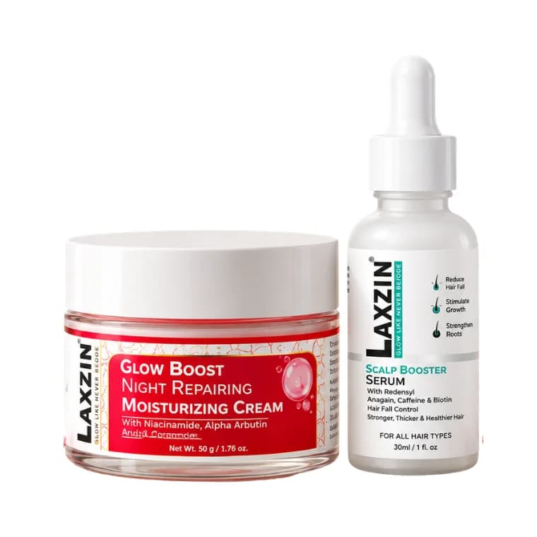 Laxzin Glow Boost Night Repair Moisturizing Cream (70ml) + Laxzin Alpha Arbutin 02% Serum (30ml)