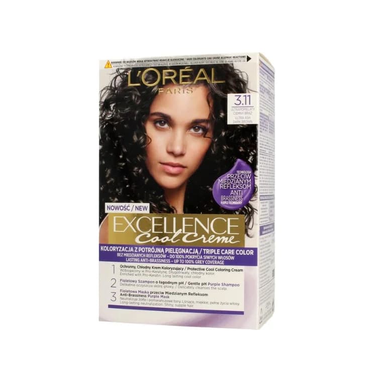 L'OrÊal Paris Excellence Cool Creme Permanent Hair Dye #3.11 Ultra Ash Dark Brown